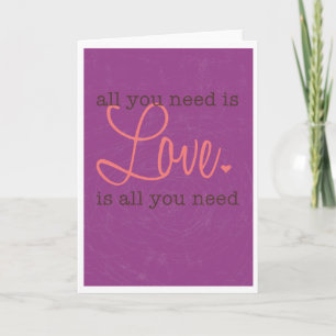 Cartes Pour Fêtes Annuelles L'Amour Est Tout Ce Dont Vous Avez Besoin