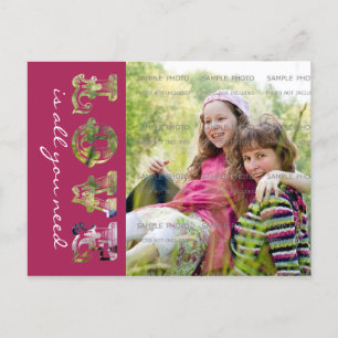 Cartes Pour Fêtes Annuelles L'amour est tout ce dont vous avez besoin Violet V