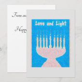 Cartes Pour Fêtes Annuelles L'amour et la lumière Hanoukka (Devant / Derrière)