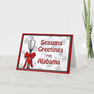 Cartes Pour Fêtes Annuelles Lampe de Noël Joyeuses Fêtes de l'Alabama Flocon d