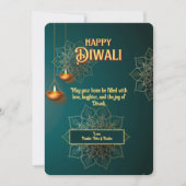 Cartes Pour Fêtes Annuelles Lampes en or vert Diwali Mandala (Devant)