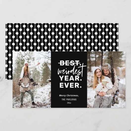 Cartes Pour Fêtes Annuelles L'année la plus étrange jamais Humour 2020 Noir (Devant / Derrière)