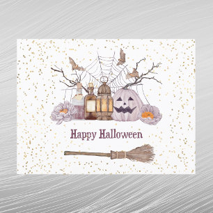 Cartes Pour Fêtes Annuelles Lanterne de balai de Halloween Citrouille Toile d'
