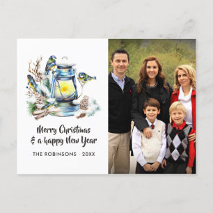 Cartes Pour Fêtes Annuelles Lanterne de Noël à l'aquarelle pour photo de famil