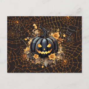 Cartes Pour Fêtes Annuelles Lanterne noire Jack-O' Orange Spiderwebs Halloween