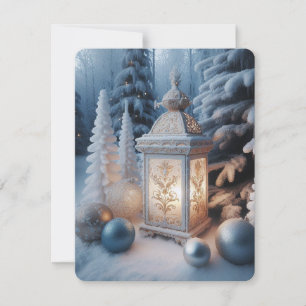 Cartes Pour Fêtes Annuelles Lanterne Ornée de Givre d'Hiver