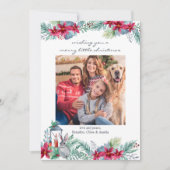 Cartes Pour Fêtes Annuelles Lanterne Poinsettia Décontracté Script Photo de No (Devant)