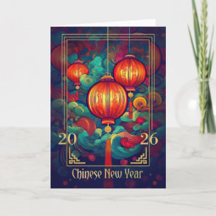 Cartes Pour Fêtes Annuelles Lanternes et perles du Nouvel An chinois 2026