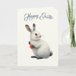 Cartes Pour Fêtes Annuelles Lapin à l'aquarelle & Coquelicot personnalisé de P