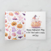 Cartes Pour Fêtes Annuelles Lapin Adorable dans la Récolte de Citrouilles Hall (Intérieur)