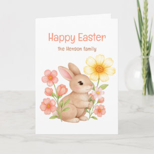 Cartes Pour Fêtes Annuelles Lapin aquarelle personnalisé Joyeuses Pâques
