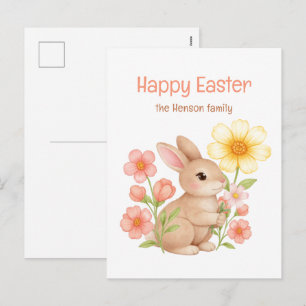 Cartes Pour Fêtes Annuelles Lapin aquarelle personnalisé Joyeuses Pâques 