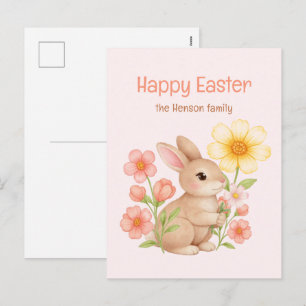 Cartes Pour Fêtes Annuelles Lapin aquarelle personnalisé Joyeuses Pâques 