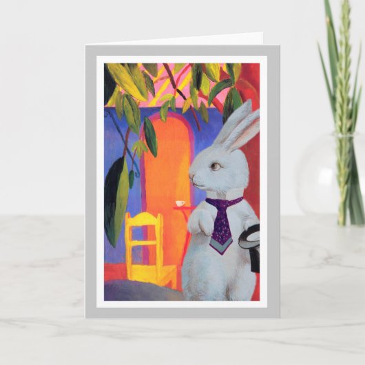 Cartes Pour Fêtes Annuelles Lapin blanc au café turc - composé de Macke (Devant)