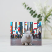 Cartes Pour Fêtes Annuelles Lapin blanc dans le Carré du Times (Debout devant)