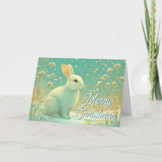 Cartes Pour Fêtes Annuelles Lapin blanc magique de Noël joyeux