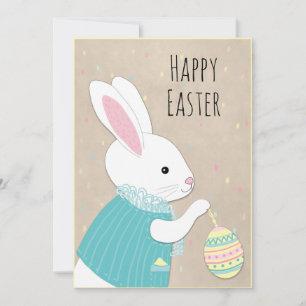 Cartes Pour Fêtes Annuelles Lapin blanc mignon de Pâques