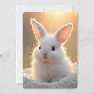 Cartes Pour Fêtes Annuelles Lapin blanc, mignon et duveteux, personnalisable