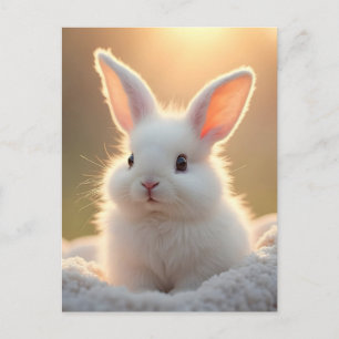 Cartes Pour Fêtes Annuelles Lapin blanc, mignon et duveteux, personnalisable