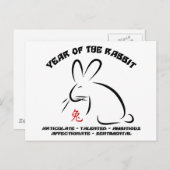 Cartes Pour Fêtes Annuelles Lapin chinois de nouvelle année (Devant / Derrière)