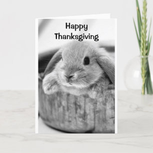 CARTES POUR FÊTES ANNUELLES LAPIN COMIQUE DIT **JOYEUX THANKSGIVING**