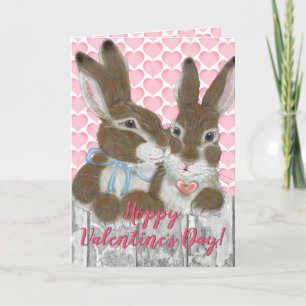 Cartes Pour Fêtes Annuelles Lapin Cute Lapin Valentine Coeurs Rose Romantique