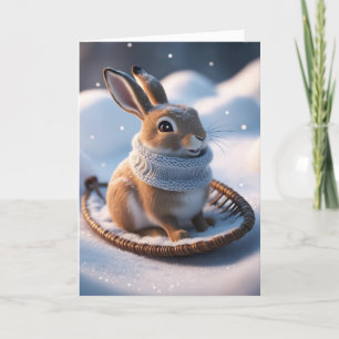 Cartes Pour Fêtes Annuelles Lapin dans la neige