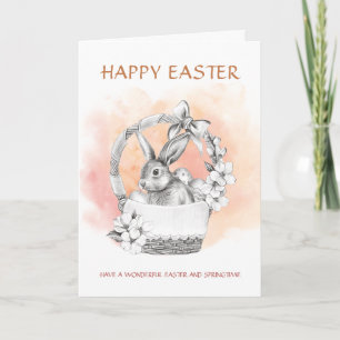 Cartes Pour Fêtes Annuelles Lapin dans un panier Joyeuses Pâques
