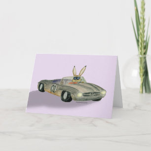 Cartes Pour Fêtes Annuelles Lapin de courses d'automobiles