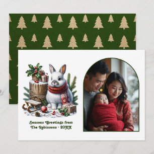 Cartes Pour Fêtes Annuelles Lapin de la forêt cosy Noël Photo de vacances de f
