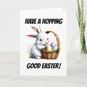 Cartes Pour Fêtes Annuelles Lapin de lapin avec des oeufs sautant un bon jeu d