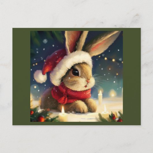 Cartes Pour Fêtes Annuelles Lapin de Noël 4 (Devant)