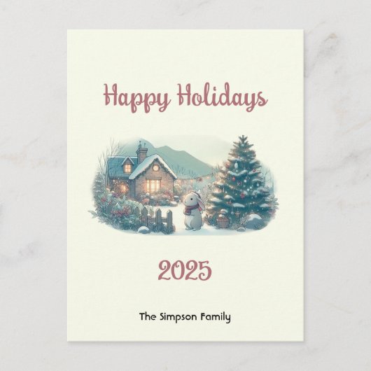 Cartes Pour Fêtes Annuelles Lapin de Noël dans le district du lac (Devant)