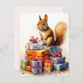 Cartes Pour Fêtes Annuelles lapin de noël et présent (Devant / Derrière)