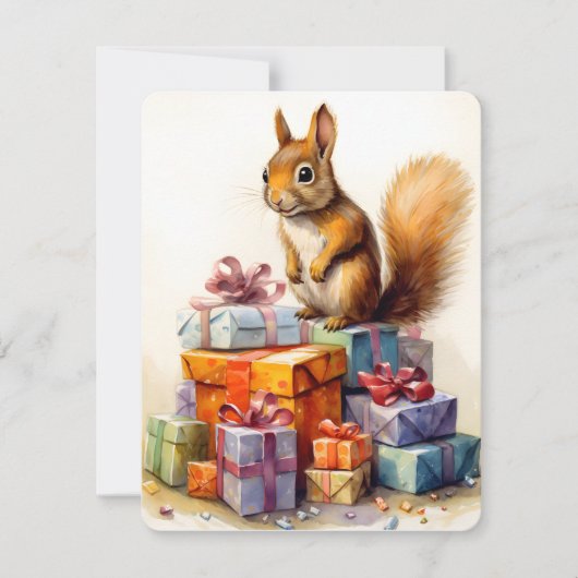 Cartes Pour Fêtes Annuelles lapin de noël et présent (Devant)