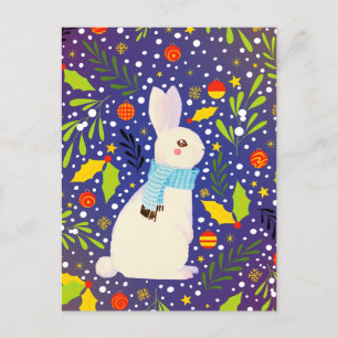 Cartes Pour Fêtes Annuelles Lapin de Noël vintage enneigé d'hiver 