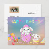 Cartes Pour Fêtes Annuelles Lapin de Pâques (Devant / Derrière)
