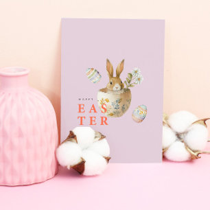 Cartes Pour Fêtes Annuelles Lapin de Pâques à l'aquarelle rose
