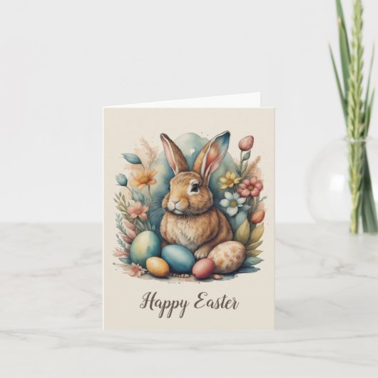 Cartes Pour Fêtes Annuelles Lapin de Pâques avec oeufs (Devant)