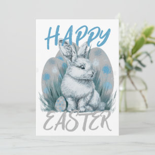 Cartes Pour Fêtes Annuelles lapin de pâques bleu