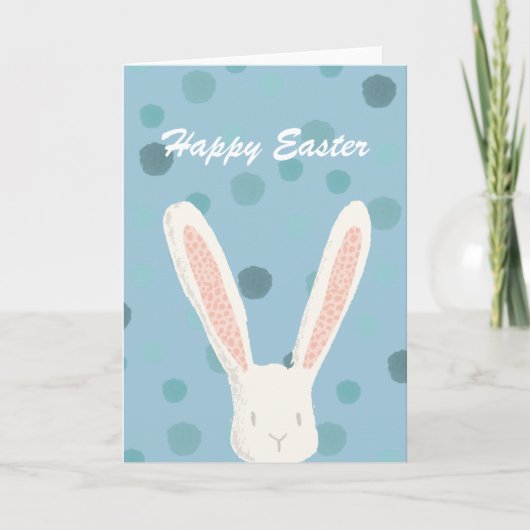 Cartes Pour Fêtes Annuelles Lapin de Pâques bleu d'aquarelle (Devant)