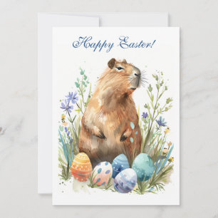 Cartes Pour Fêtes Annuelles Lapin de Pâques Capybara excitant : Drôle et Color