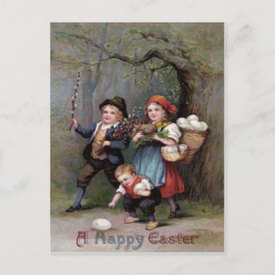 Cartes Pour Fêtes Annuelles Lapin de Pâques Chasse aux œufs de Pâques Forêt