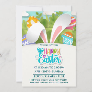 Cartes Pour Fêtes Annuelles Lapin de Pâques coloré et joyeux avec oreilles et