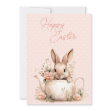 Lapin de Pâques dans une théière Joyeuses Pâques 