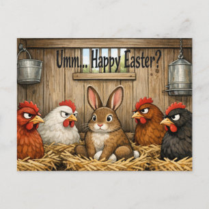 Cartes Pour Fêtes Annuelles Lapin de Pâques drôle dans une ferme coopérative H