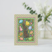 CARTES POUR FÊTES ANNUELLES LAPIN DE PÂQUES EN CHOCOLAT, POUSSIN, ŒUFS, BONBON (Debout devant)