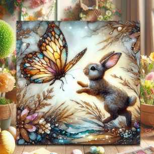 Cartes Pour Fêtes Annuelles Lapin de Pâques en vitrail pastel de printemps