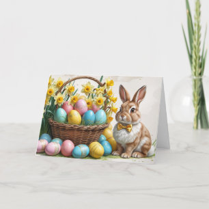 Cartes Pour Fêtes Annuelles Lapin de Pâques et panier d'oeufs de Pâques