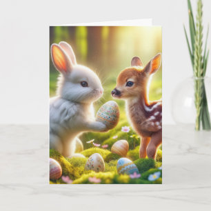 Cartes Pour Fêtes Annuelles Lapin de Pâques et Pauvres avec des oeufs